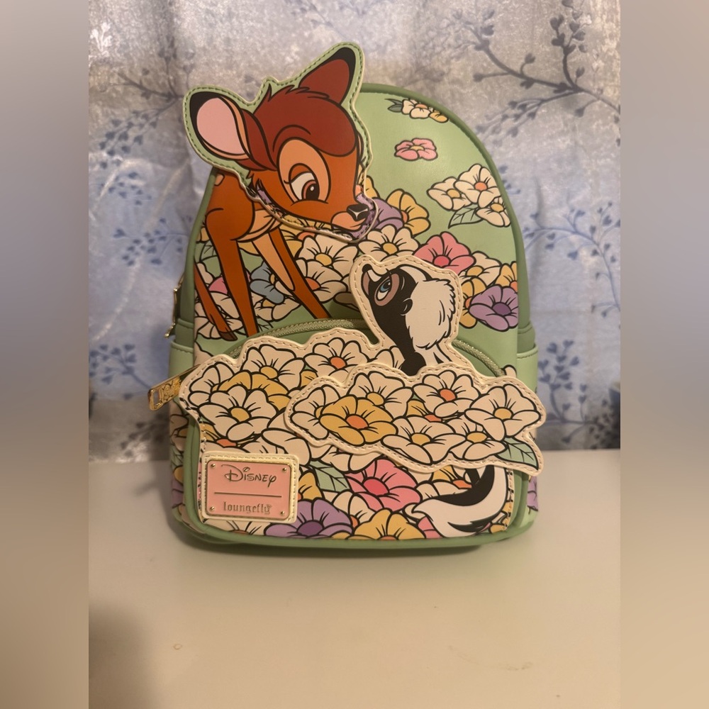 Loungefly Disney Bambi and Flower Kids Backpack - Green and Multicolor